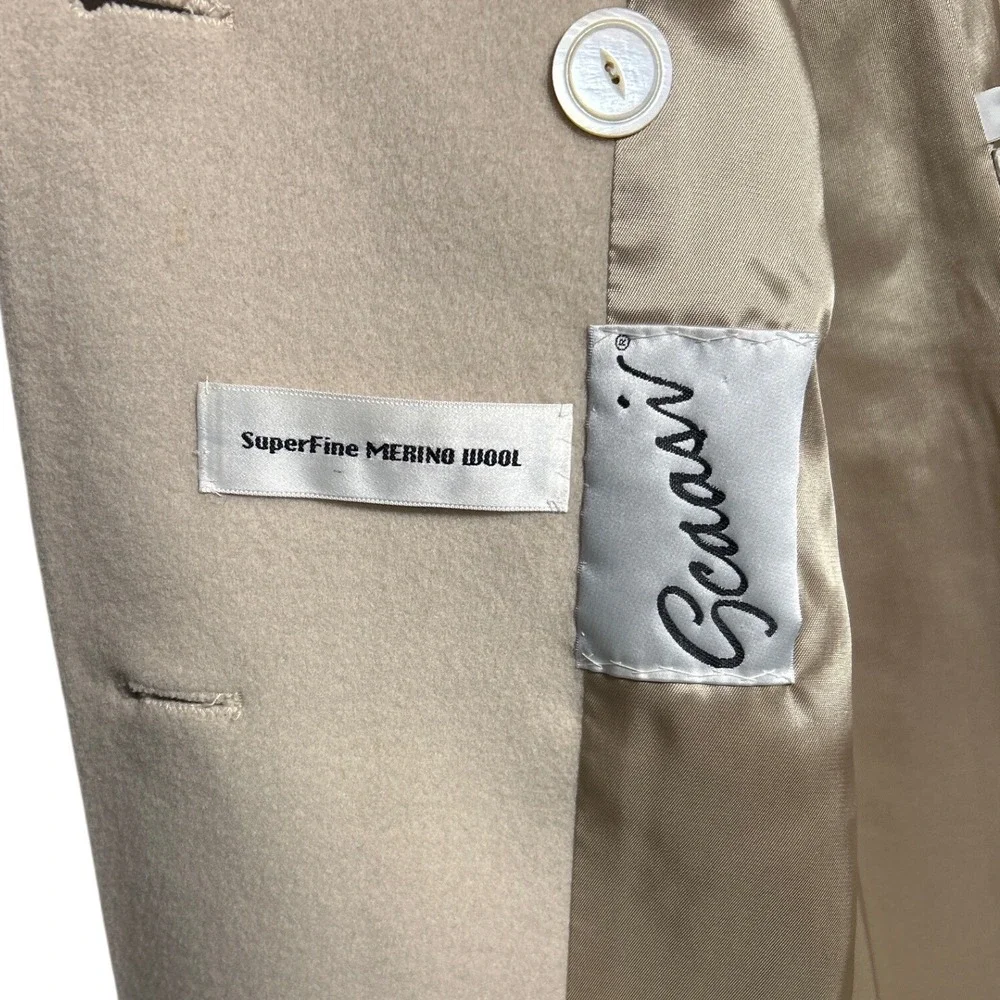 VTG Arnold Scaasi Merino Wool Coat Beige Women's VTG Size 12  (current Sz 8) EUC